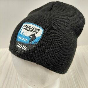 Bauer Hockey World Invite 2015 Knit Black Winter Hat Beanie Total Hockey Logo